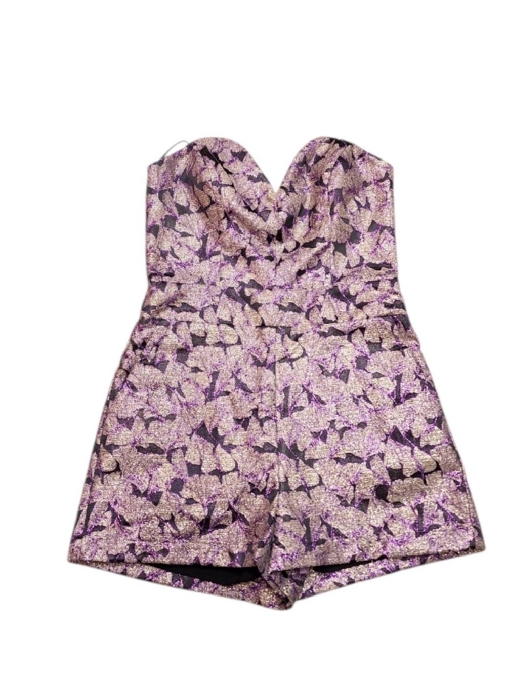 Lavender Brown Purple Glitter Strapless Romper